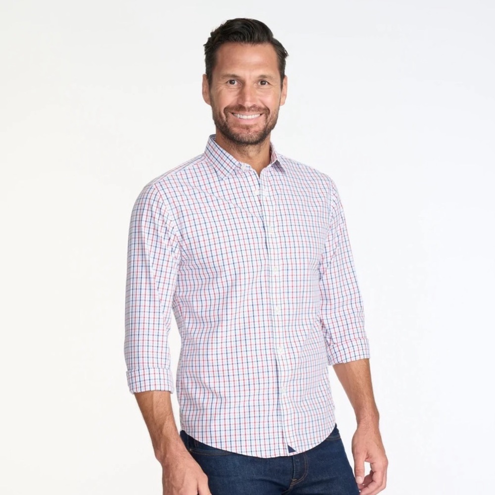 UNTUCKit Relaxed Fit Kesser Wrinkle Free Plaid Button Up Shirt Size L~Nice